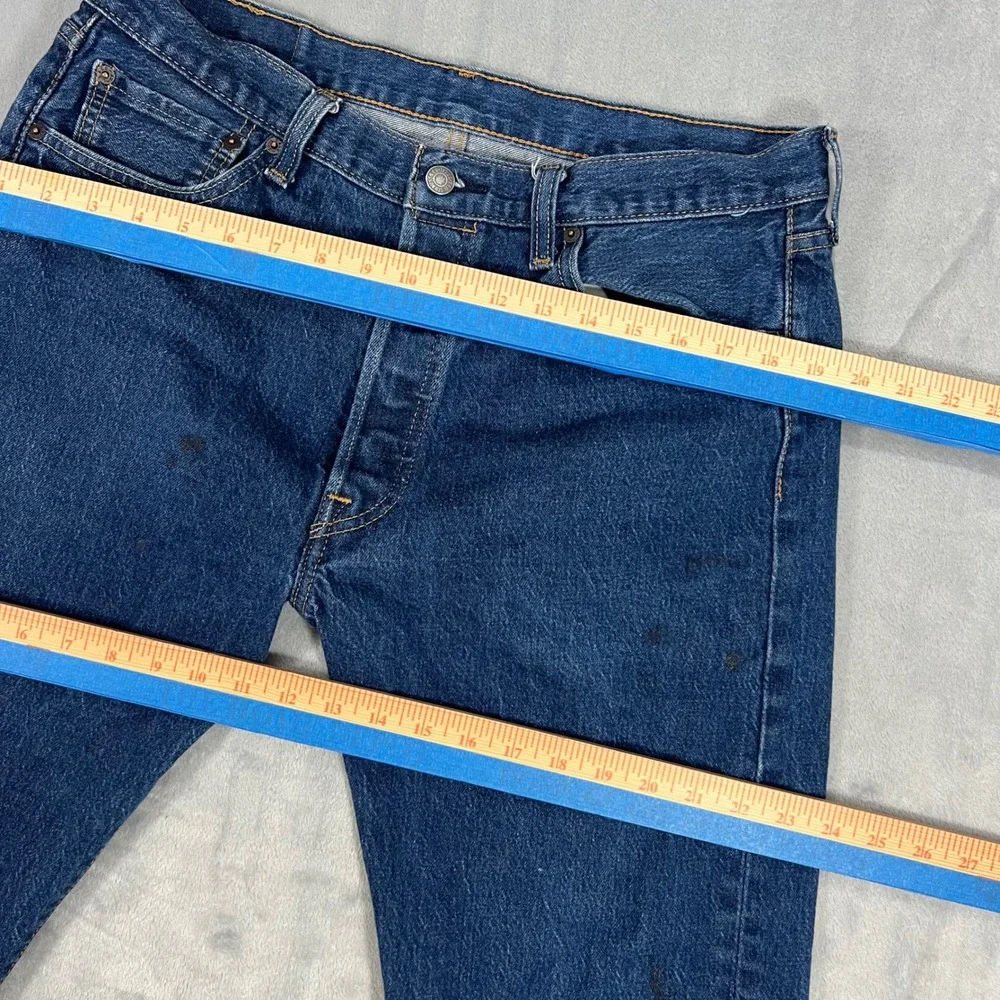LEVI'S‎ 501 Jeans Mens 36x32 Button Fly Straight Leg Blue Denim Casual Stained